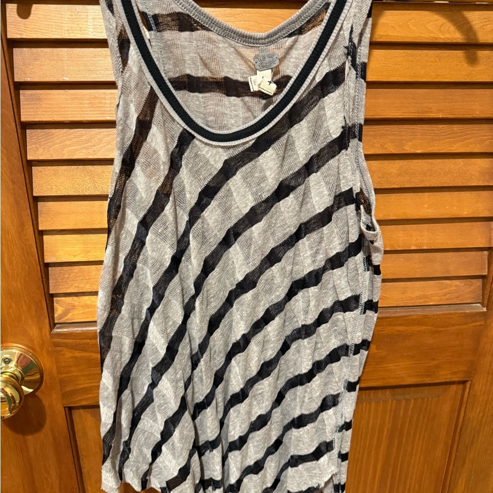 We The Free Black and Gray Striped Top